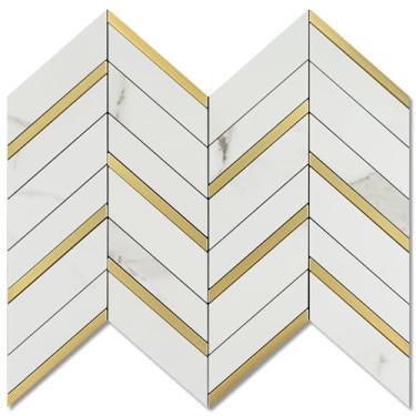 Imagem de Revestimento de parede autoadesivo de 10 folhas de espinha de peixe para cozinha e banheiro