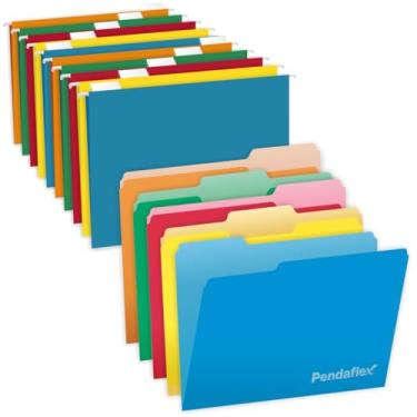 Imagem de Pastas de arquivo suspensas tamanho carta - Pacote de pacote, 25 pastas de arquivo coloridas/25 pastas suspensas coloridas - Pastas de arquivo de corte pesado 1/3 - Pastas para arquivamento, pastas de