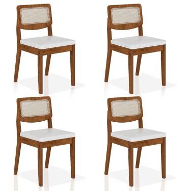 Imagem de Kit 4 Cadeiras Sextavada Bari Freijó/corino Branco - Móveis Arapongas