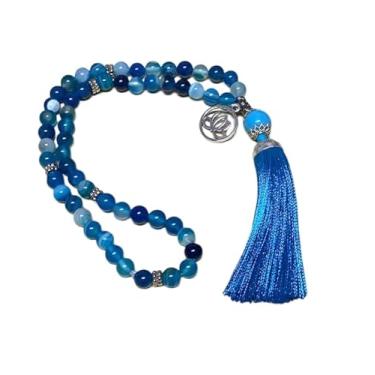 Imagem de Colar Japamala Ágata Azul 54 Contas Pedra Natural