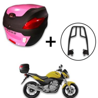Imagem de Bauleto De 41 Litros Awa Proos + Bagageiro Cb300 Aço Maciço, rosa