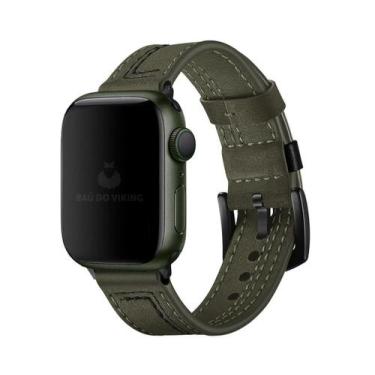 Imagem de Pulseira Couro Line Rústica Compatível com Apple Watch - Baú do Viking