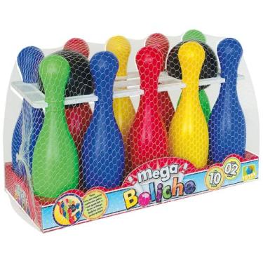 Imagem de Jogo De Boliche Grande Infantil Brinquedo Com 10pinos de 30cm e 2 bola