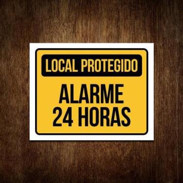 Imagem de Placa Local Protegido Alarme 24 Horas - De Sinalização 27X35 - Sinaliz