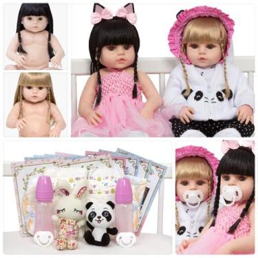 Imagem de 2 Boneca Reborn Recém Nascida Corpo de Vinil Panda Bailarina - Cegonha