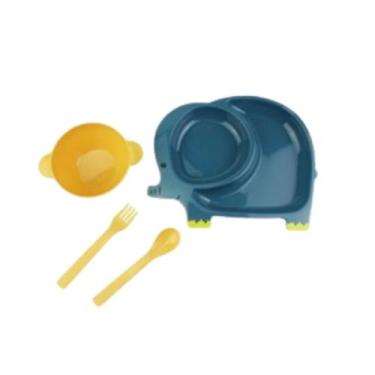 Imagem de Conjunto Papinha Infantil Bebe Refeição Pote Garfo Colher - Clink, Azu