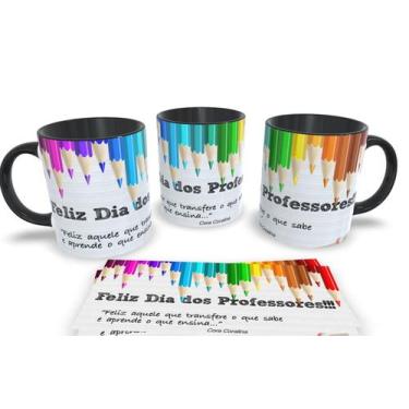 Imagem de Canecas Preta Personalizadas dia dos Professores - Estampa Sublimada, 