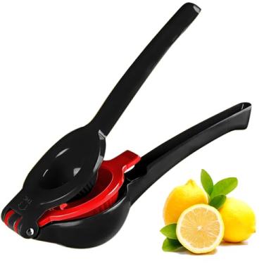 Imagem de Espremedor de frutas manual grande 2 em 1 da HomeFlow Co., espremedor de frutas manual, espremedor de limão, fácil de usar e limpar, extraia cada gota de limões, limões, laranjas (preto e vermelho)
