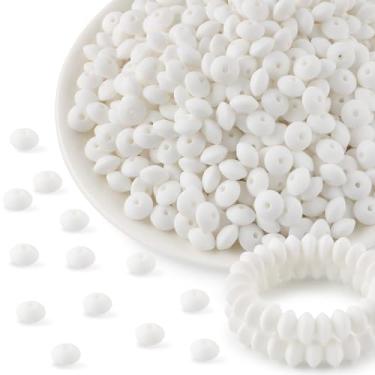 Imagem de Kovict 300 peças de contas de lentilha de silicone de 12 mm, contas espaçadoras de silicone para colar, pulseira, chaveiro, canetas, artesanato (branco)