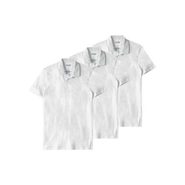 Imagem de Kit com 3 Camisetas Polo Masculina Malwee 1000004430, Branco, M