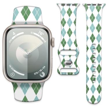 Imagem de Pulseira de relógio compatível com Apple Watch de 38 mm, 40 mm e 41 mm, pulseira de substituição de silicone macio com fecho clássico para Apple Watch Series SE 8, 7, 6, 5, 4, 3, 2, 1, Utral (xadrez