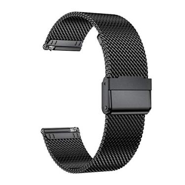 Imagem de Anrir Pulseiras femininas Garmin Vivoactive 4S, pulseira de aço inoxidável de malha de 18 mm para Vivomove 3S de 39 mm/Venu 2S, Fossil Gen 6/5E 42 mm, Fossil Q Venture Gen 4 HR/Sport 41 mm - preta