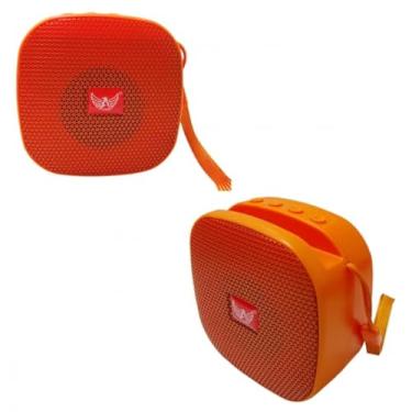 Imagem de Caixa de Som Genérico Bluetooth 5W Portátil com Alça, Suporte para Celular, Entrada Micro SD e Auxiliar, Laranja