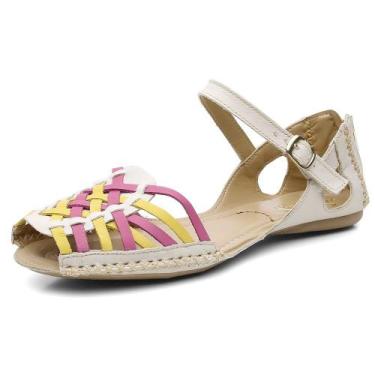 Imagem de Sandalia Sapatilha Feminino Top Franca Shoes Moleca Areia Amarelo Pink