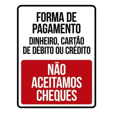 Imagem de Placa Forma De Pagamento Não Aceitamos Cheques 36X46