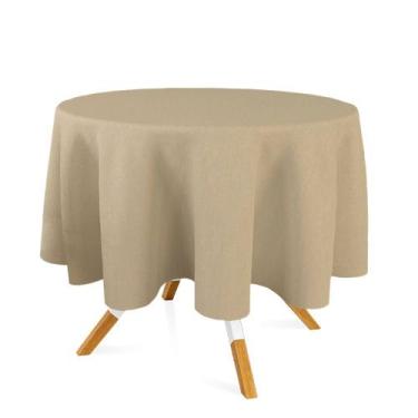 Imagem de Toalha de Mesa Redonda em Tecido Jacquard Bege Liso Tradicional - Jacq