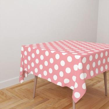 Imagem de Toalha De Mesa Quadrada 4 Lugares Tecido Oxford Poá Rosa Claro  TL207 