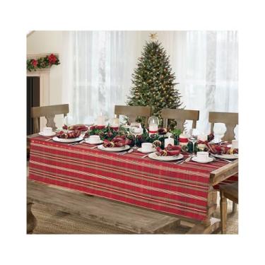 Imagem de Elrene Home Fashions Toalha de mesa xadrez cintilante, 152,4 cm x 213,4 cm Oblonga, vermelha