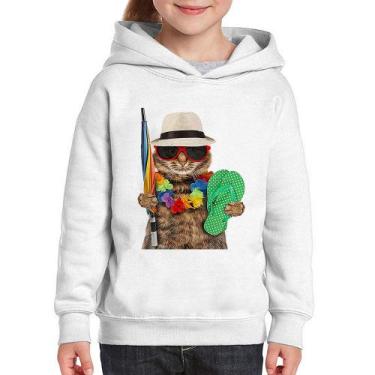 Imagem de Moletom Infantil Gato nas Férias - Foca na Moda, Branco, 8