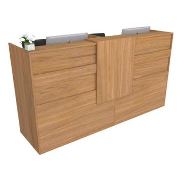 Imagem de Balcão Recepção Caixa 177cm Louro Freijó - Linha Premium - Modelo 1.1 