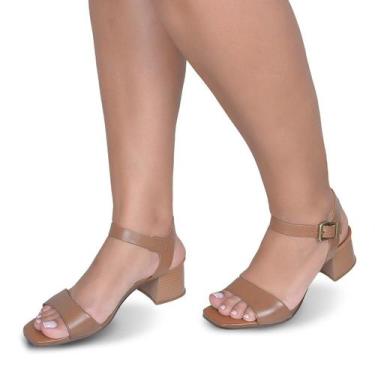 Imagem de Sandália de Salto em Couro Whisky - Flor D'Couro, 38