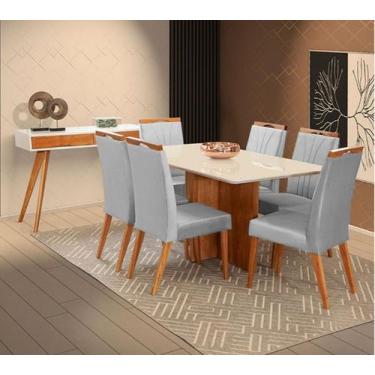 Imagem de Mesa de jantar + 6 cadeiras Paris tampo Atenas 160cm Gris - Gran Decor