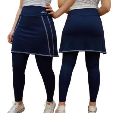 Imagem de Saia Calça Fitness Evangélica Poliamida Uv50+ Cintura Alta Academia Gi