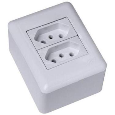 Imagem de Mt - Cj Tomada Dupla 10A Sobrepor Montado - Blux Overlap Bra - Blux Ov