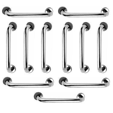 Imagem de Barra de Apoio Inox 40cm Kit 11 Unidades Idoso Deficiente Cadeirante Banheiro Box Acessibilidade Segurança Suporte Corrimao