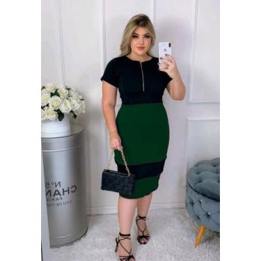 Imagem de Vestido Midi Plus Size Biocolor ziper Moda Feminina Evangélica - Miss 