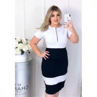 Imagem de Vestido Midi Plus Size Biocolor ziper Moda Feminina Evangélica - Miss 