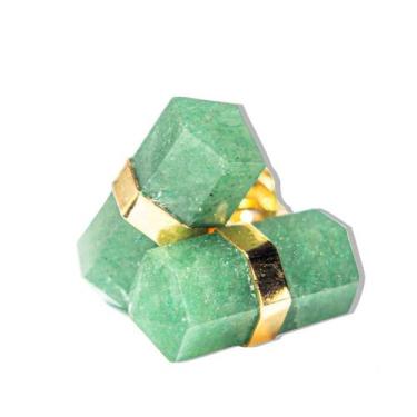 Imagem de Brinco Micro Bi Ponta Envolto Pedra Quartzo Verde Dourado - Cristaisde