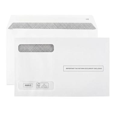 Imagem de Envelopes de impostos – Envelope de segurança de autovedação com janela dupla para W-2 Form 4-Up Horiz. 2019