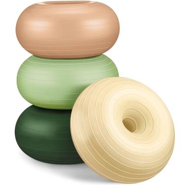 Imagem de Libima 4 peças de assentos flexíveis para sala de aula, cadeiras infláveis de bola de ioga com bomba, donut, bola de exercício, assento almofadado, para equilíbrio e estabilidade, treinamento em casa,