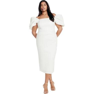 Imagem de City Chic Vestido plus size, vestido Elyse, Branco, 52