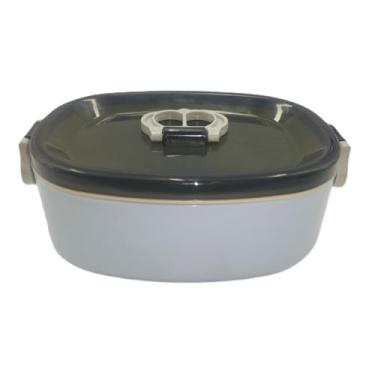 Imagem de Pote Marmita Plástica Com Tampa Divisória Vasilha 600ml - Azul-claro