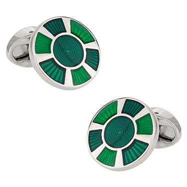 Imagem de Abotoaduras esmaltadas verdes redondas com caixa de apresentação Cuff-Daddy