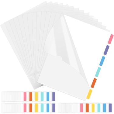 Imagem de Milkary Pacote com 100 pastas de plástico transparente para documentos, pastas de arquivo 31 x 21,8 cm, tamanho carta/A4, mangas de papel tipo L, bolso seguro para projetos com 120 peças de abas para