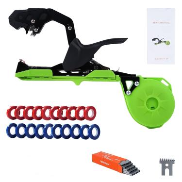 Imagem de Jadeshay Máquina de amarrar plantas, ferramenta de fita de jardim de aço inoxidável com lâmina, 10.000 peças, grampo, 20 rolos de fita para amarrar eficientemente, uva, tomate e framboesa