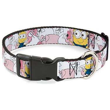 Imagem de Buckle-Down Coleira com clipe de plástico – Poses de unicórnio Agnes' espalhadas em preto/branco/rosa, 1,27 cm de largura – serve para pescoço de 22,86 a 38,10 cm – Grande