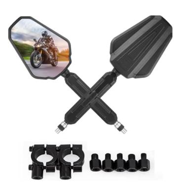 Imagem de Espelhos de motocicleta, 8 mm, 10 mm, 7/20.3 cm, guidão, retrovisor, quadriciclo, retrovisor com suporte de RAM ajustável, compatível com scooter, ATV, Dirt Bike