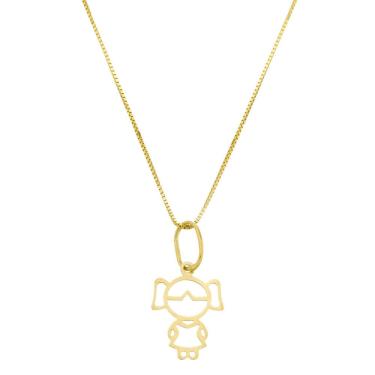 Imagem de Cordão Colar Feminino De Ouro 18k Veneziana 40cm Pingente Menina