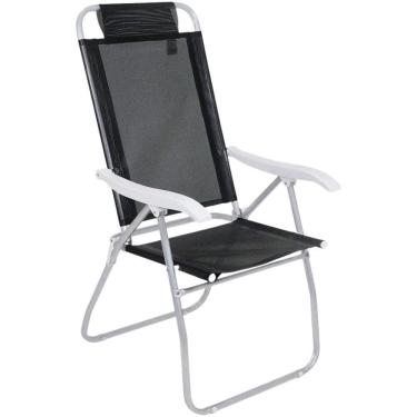 Imagem de Cadeira de Praia Reclinável em Alumínio 4 Posições Preto Prosa BEL