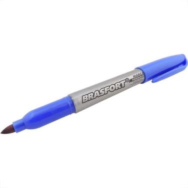 Imagem de Caneta Marcacao Permanente Brasfort Ponta Fina Azul 7854 - Kit C/12