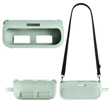 Imagem de Capa protetora de silicone adequada para alto-falante portátil Bose SoundLink Flex 2ª geração/Bose SoundLink Flex Bluetooth, capa protetora portátil com alça de ombro (verde)