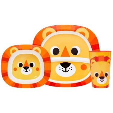 Imagem de Kit Refeição Infantil Leão 3 Itens em Plástico Buba