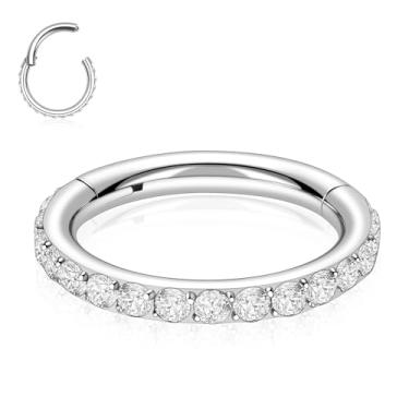 Imagem de PEAKLINK 20G 18G 16G 14G CZ/Opala Aço Inoxidável Sem Costura Articulado Segmento Clicker Ring Septo Conch Helix Cartilagem Piercing de nariz 6/7/8//9/10/12 mm, outro