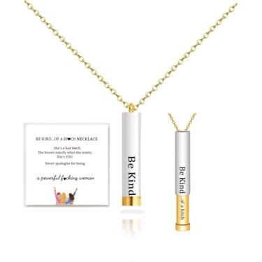 Imagem de LIU JUN Be Kind Of A B Colares para mulheres, To Best Friends Sorority Sisters Pingente de tubos quadrados inspiradores com mensagem oculta, pulseira de aço inoxidável, joia de presente de amizade,