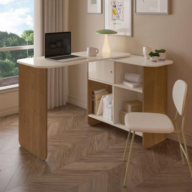 Imagem de Mesa Escrivaninha Nomad 1 Porta Cinamomo/Off White - Artely