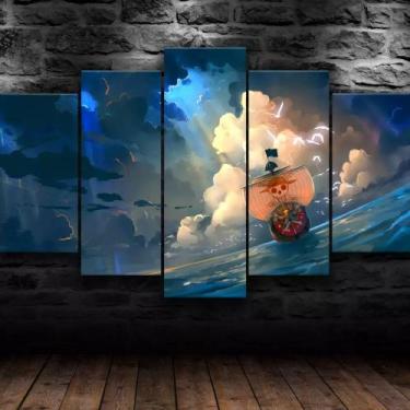 Imagem de Quadro decorativo anime One Piece navio mar - vpshopping